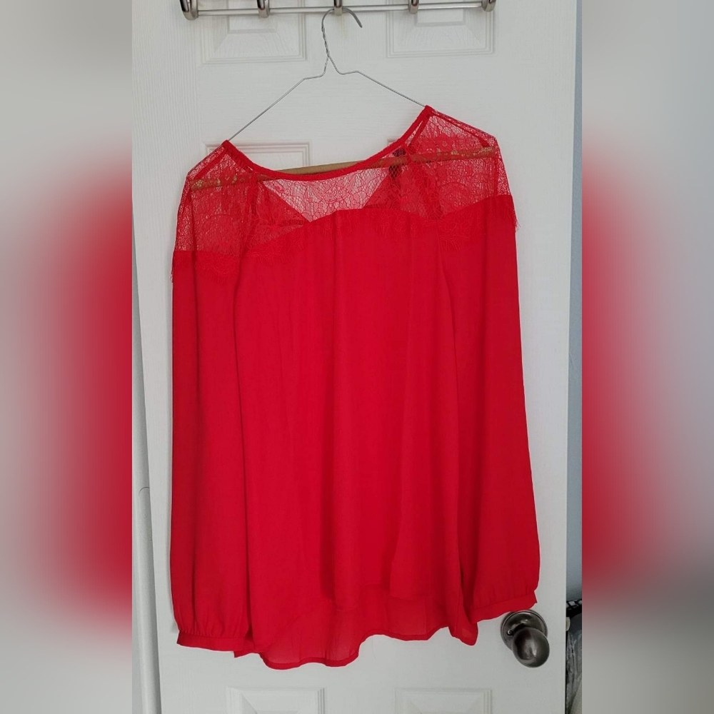Lace shoulder blouse